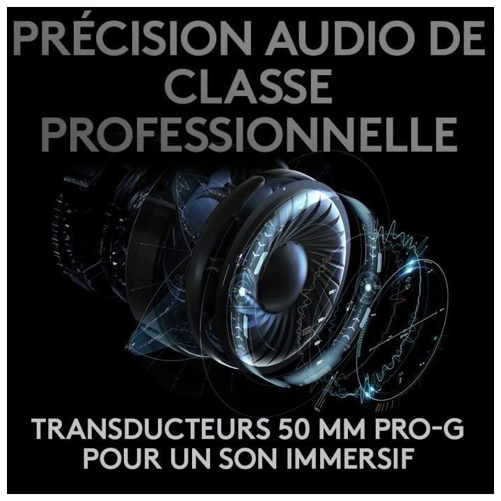 Casque Gaming - Sans fil - LOGITECH G - PRO X GAMING WIRELESS - Noir