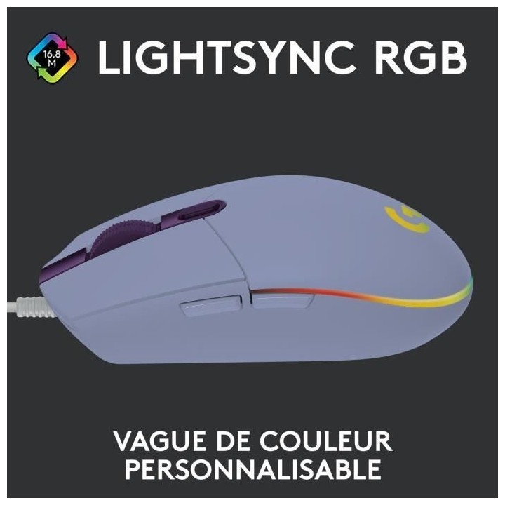 Souris Gaming Filaire - LOGITECH G - G203 - LIGHTSYNC - RGB - Couleur