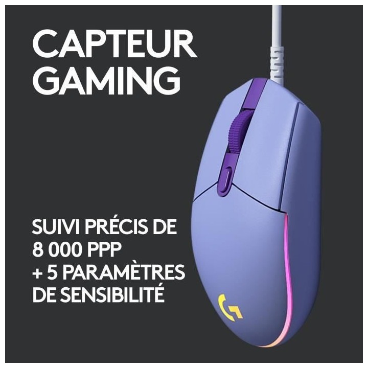 Souris Gaming Filaire - LOGITECH G - G203 - LIGHTSYNC - RGB - Couleur