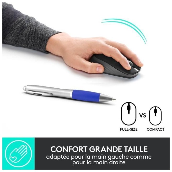 LOGITECH - Souris sans fil ergonomique M190 - Noir