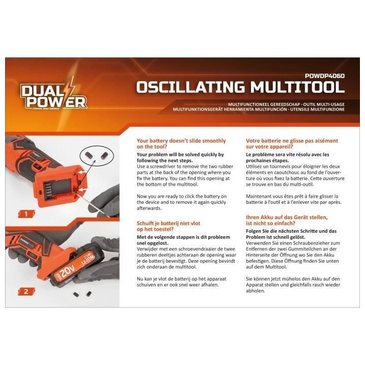 Outil multifonctions oscillant sans fil 20V DUAL POWER POWDP4060 - 5 a