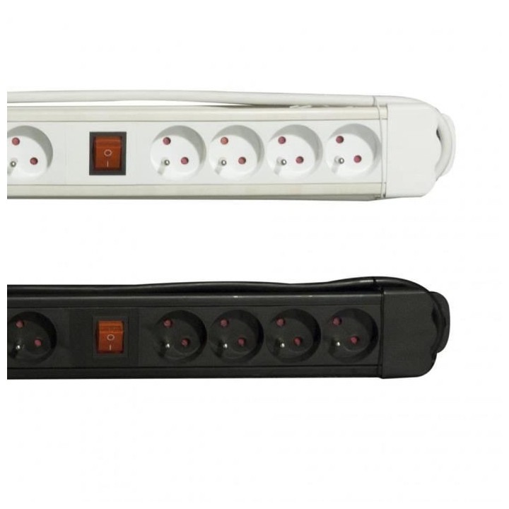 CHACON Bloc mulitprises 8 prises 16A avec 2 interrupteurs noir