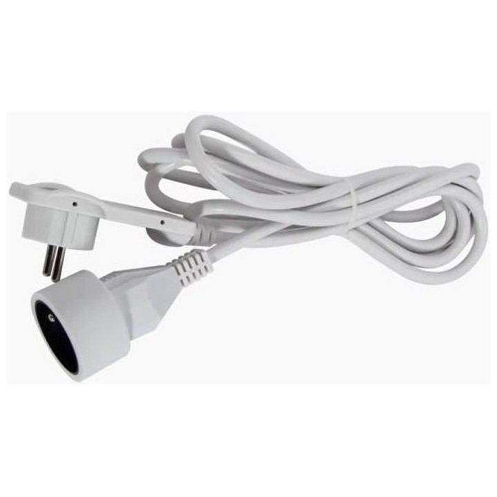 CHACON Rallonge électrique 3m avec fiche plate blanc