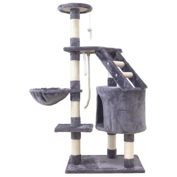 MARIE Arbre a chat gris 40 x 55 x 120cm - 3 plateformes, 1 échelle, 1