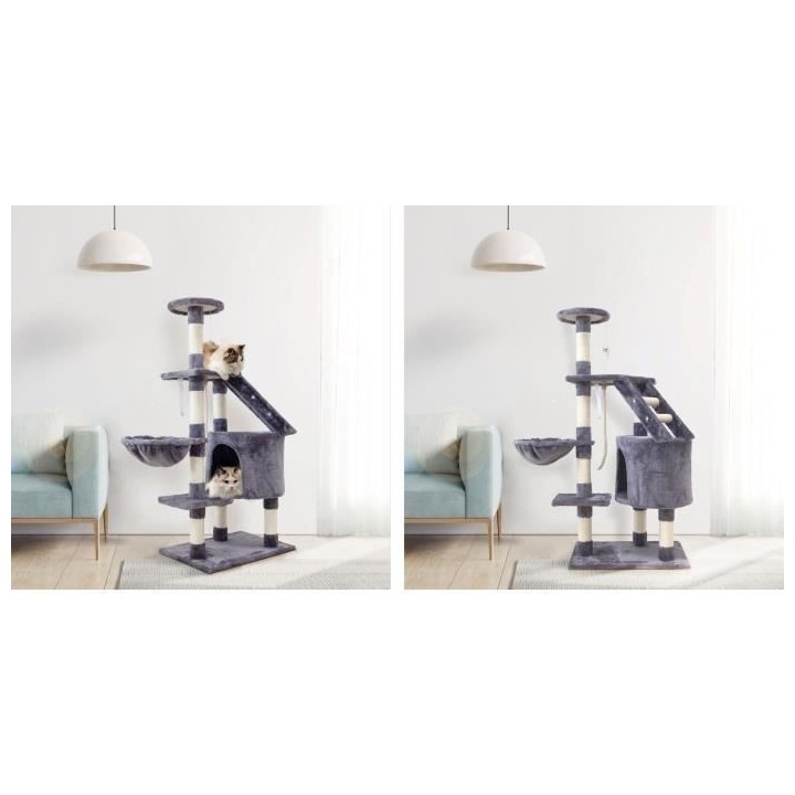 MARIE Arbre a chat gris 40 x 55 x 120cm - 3 plateformes, 1 échelle, 1