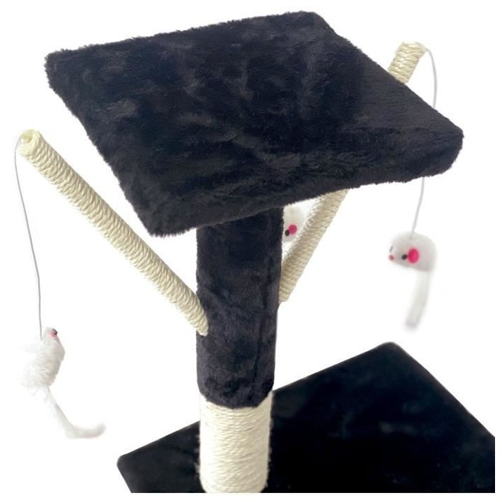 BETTY Arbre a chat noir 30 x 30 x 110 cm - 1 niche, 2 plateformes