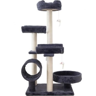 GARFIELD Arbre a chat gris 55 x 40 x 116 cm - 1 tunnel, 4 plateformes,