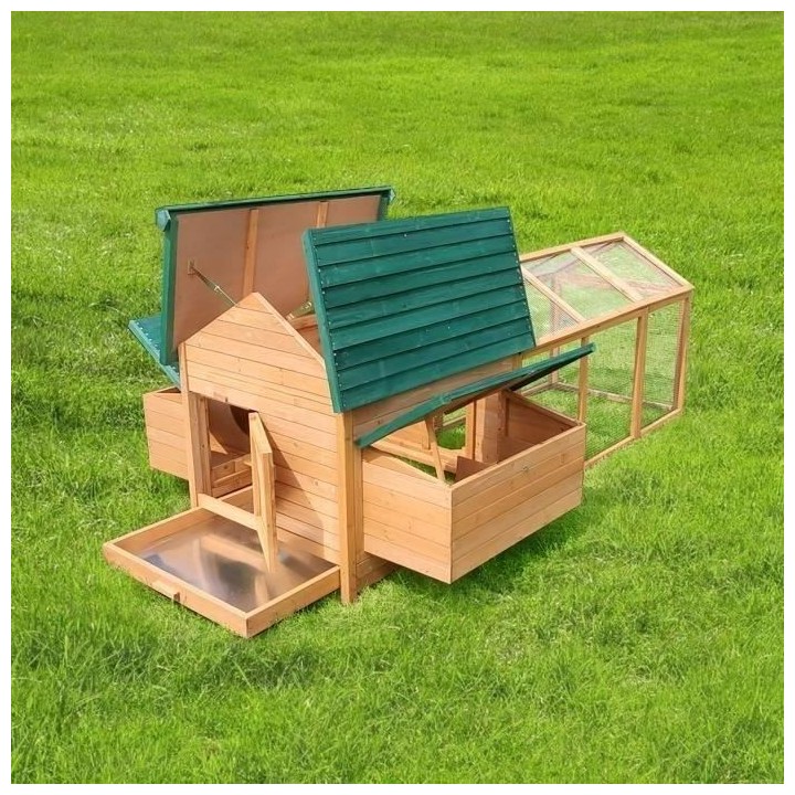 Poulailler en bois sapin 6 a 8 poules L233 x 151 x 96.5 cm