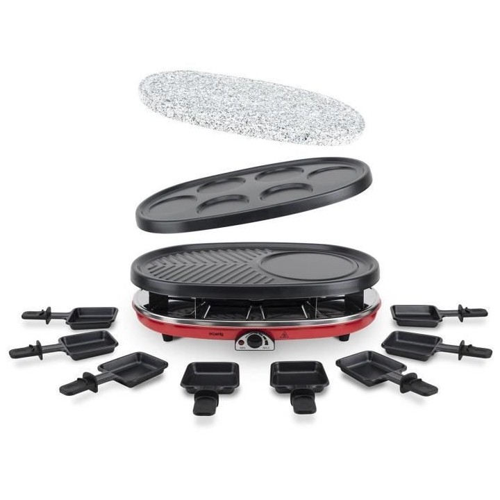 HKoeNIG RP418 - Appareil a Raclette 4 en 1 - 8 personnes - 6 mini crep