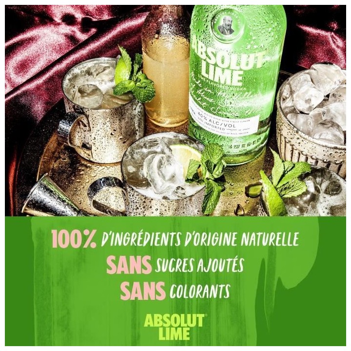 Absolut - Lime - Vodka aromatisée - 40,0% Vol. - 70cl