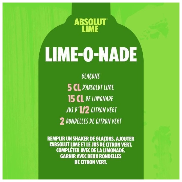 Absolut - Lime - Vodka aromatisée - 40,0% Vol. - 70cl