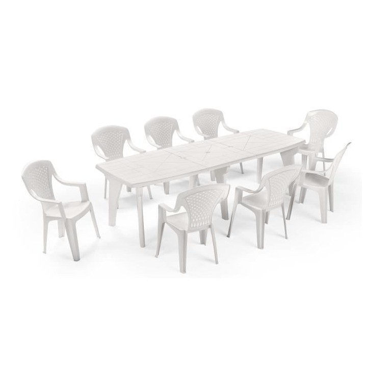 Table a rallonge - ARETA - LIPARI 2 - 180 x 250 x 90 cm - Blanc