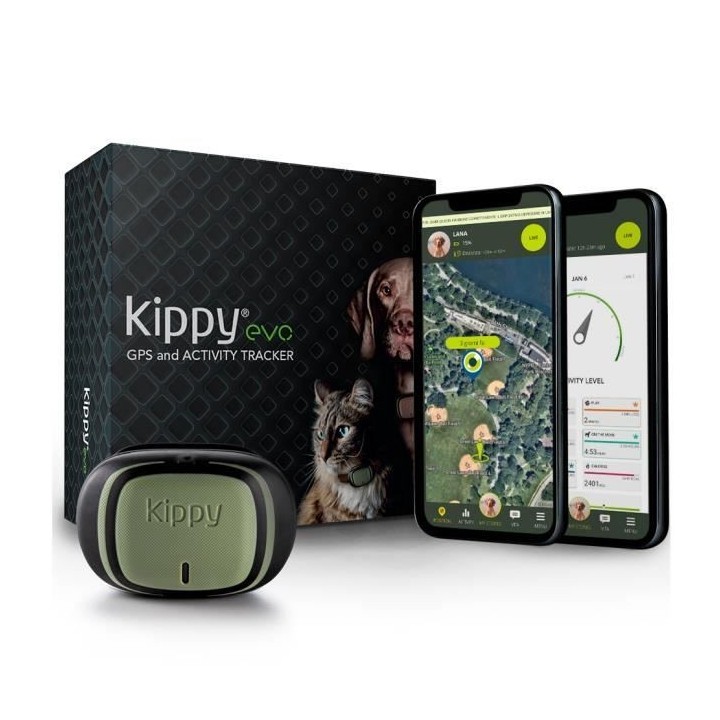 KIPPY - Collier GPS pour Chiens et Chats - Evo - 38 GR - Waterproof -
