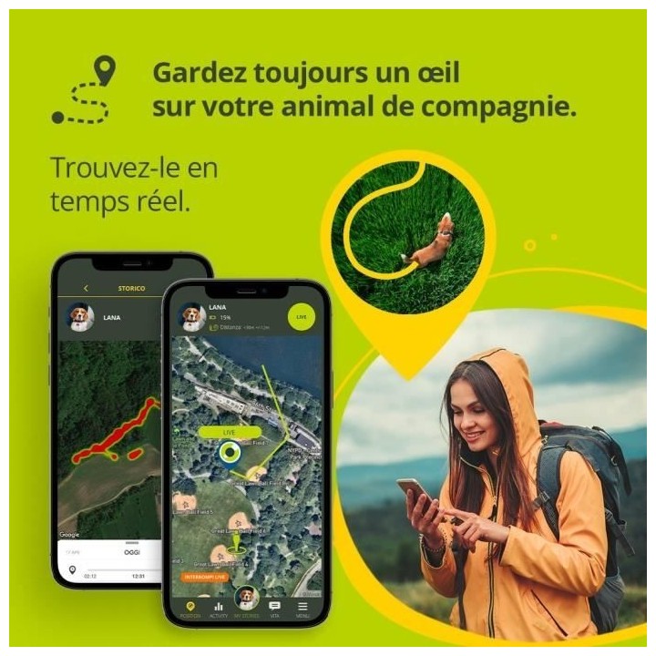 KIPPY - Collier GPS pour Chiens et Chats - Evo - 38 GR - Waterproof -