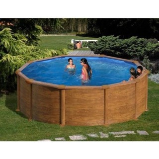 Piscine hors sol acier ronde imitation bois - Mauritus - Ø480 x 132 c