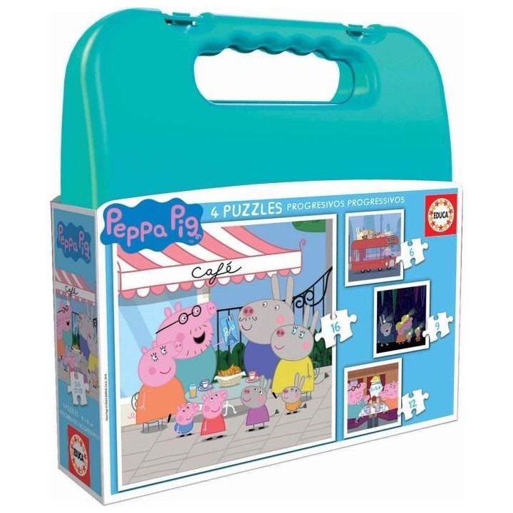 Puzzle Progressif Peppa Pig - Malette de 4 puzzles - 12 a 25 pieces -