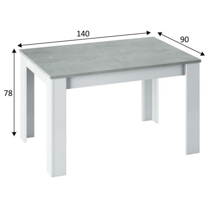 Table a manger extensible - KENDRA - Rectangulaire - Blanc artik et ci