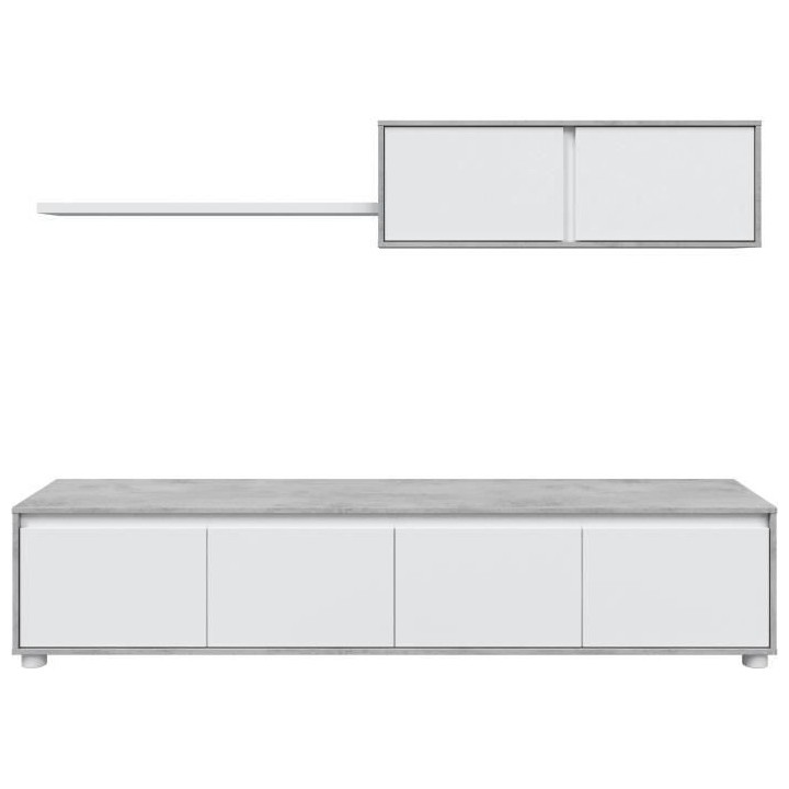 Ensemble meuble TV ALIDA - Meuble bas 4 portes + Meuble haut 2 portes