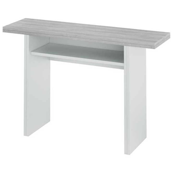 Table d'appoint TAVOLO dépliante - Mélaminé gris béton - L 120 x P