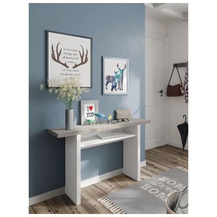 Table d'appoint TAVOLO dépliante - Mélaminé gris béton - L 120 x P