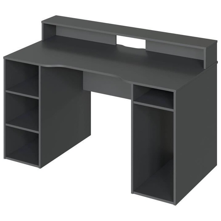 Table de bureau gamer OZONE - Décor Noir - 136 x 67 x 88 cm - Avec é