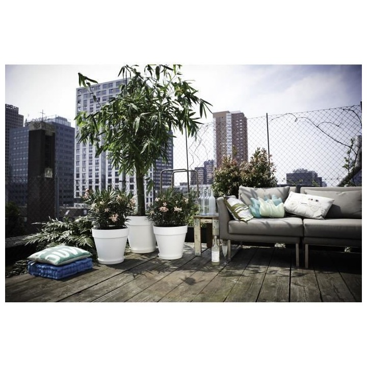 ELHO Pot de fleurs rond avec roues Loft Urban - Ø 40 cm - Blanc