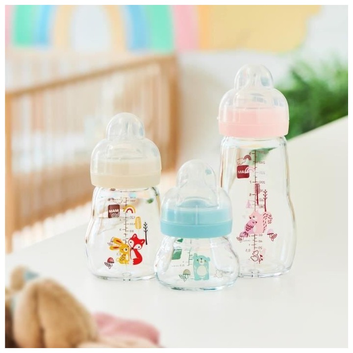 MAM Biberon Verre +0m Hérisson Blanc 170ml