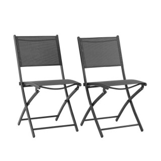 Lot de 2 chaises de jardin pliantes en aluminium assise textilene - 46