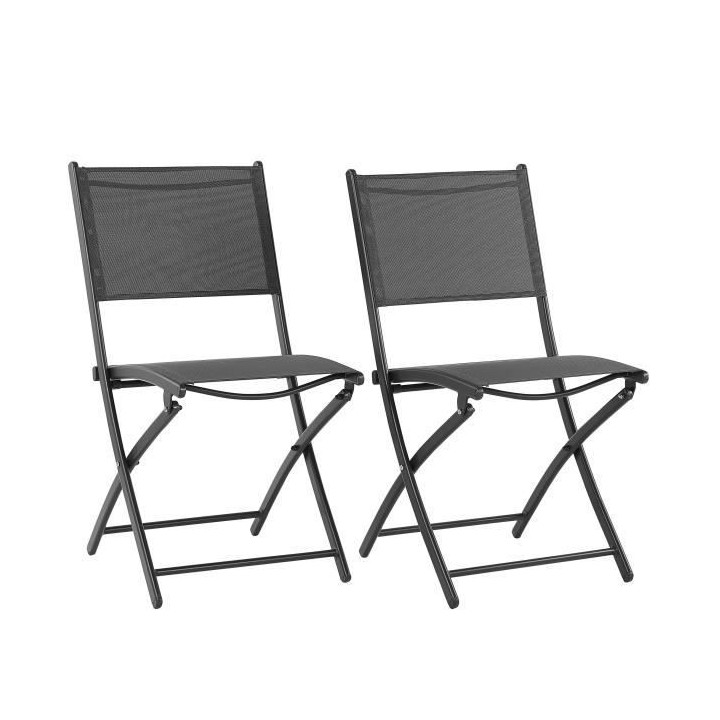 Lot de 2 chaises de jardin pliantes en aluminium assise textilene - 46