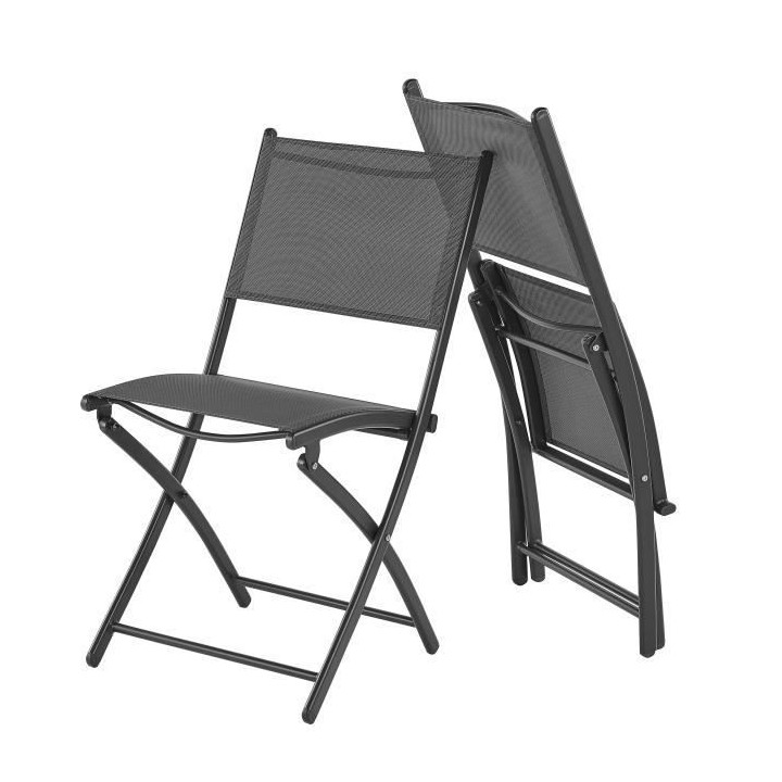 Lot de 2 chaises de jardin pliantes en aluminium assise textilene - 46