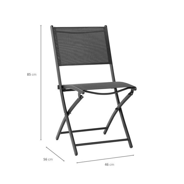 Lot de 2 chaises de jardin pliantes en aluminium assise textilene - 46