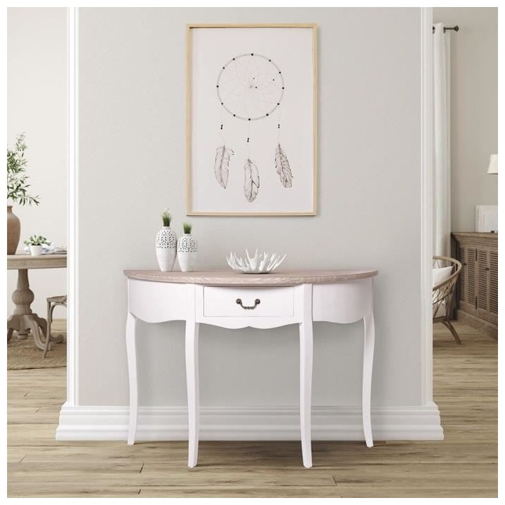 Console 1 tiroir - Décor frene - L 108 x P 40 x H 75 cm - CATTAIL