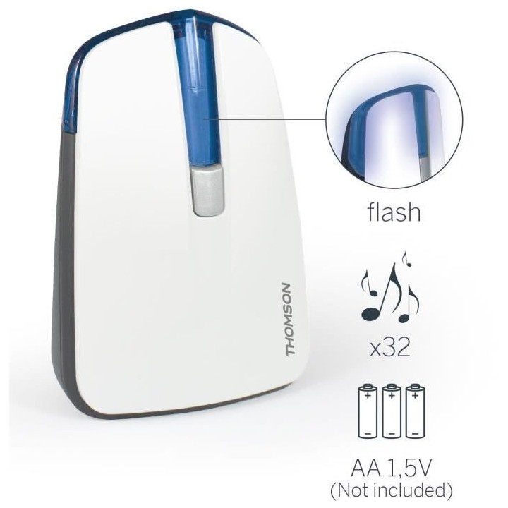 Sonnette sans fil sans pile Thomson - 32 mélodies - Bleu