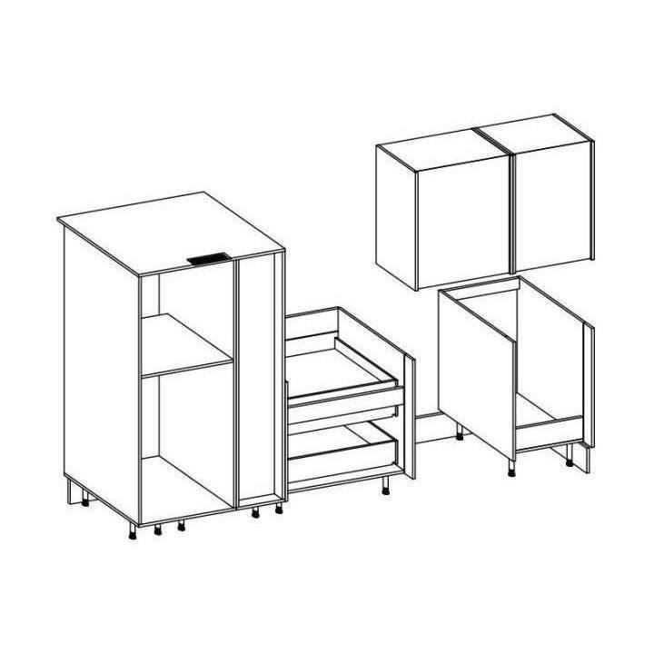 Cuisine complete AYA - Décor noir - L 280 x P 60 x H 214 cm - Plan de