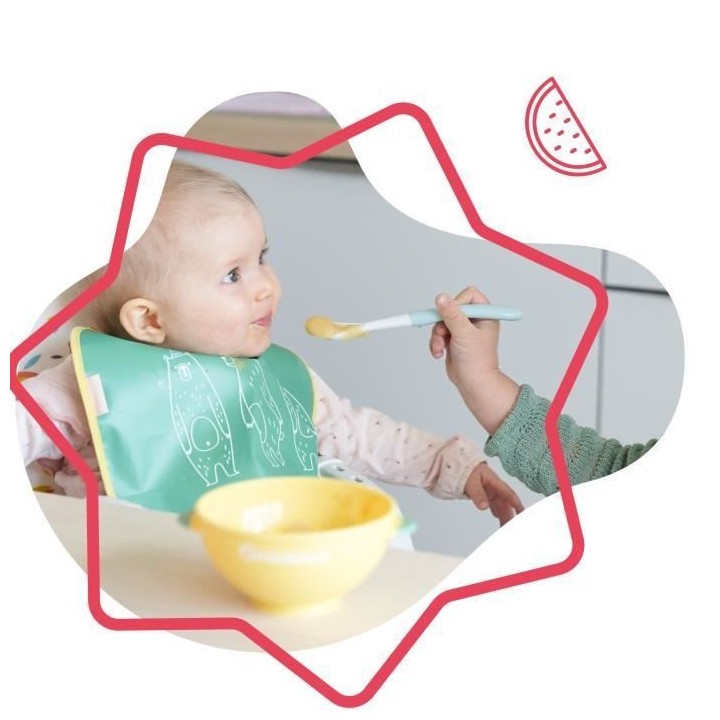 BADABULLE Lot de 5 bols bébé antidérapants 330ml, couvercles hermé