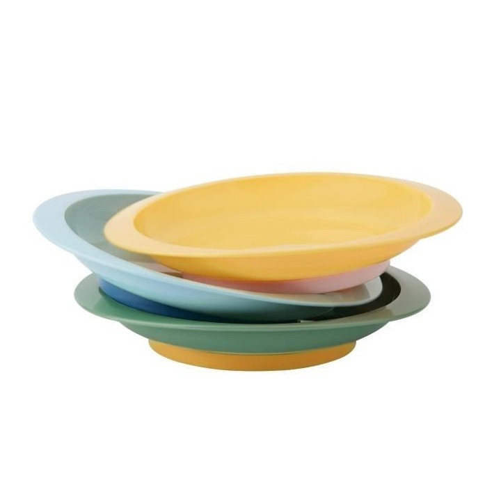 BADABULLE Lot de 3 assiettes bébé antidérapantes et incassables, co