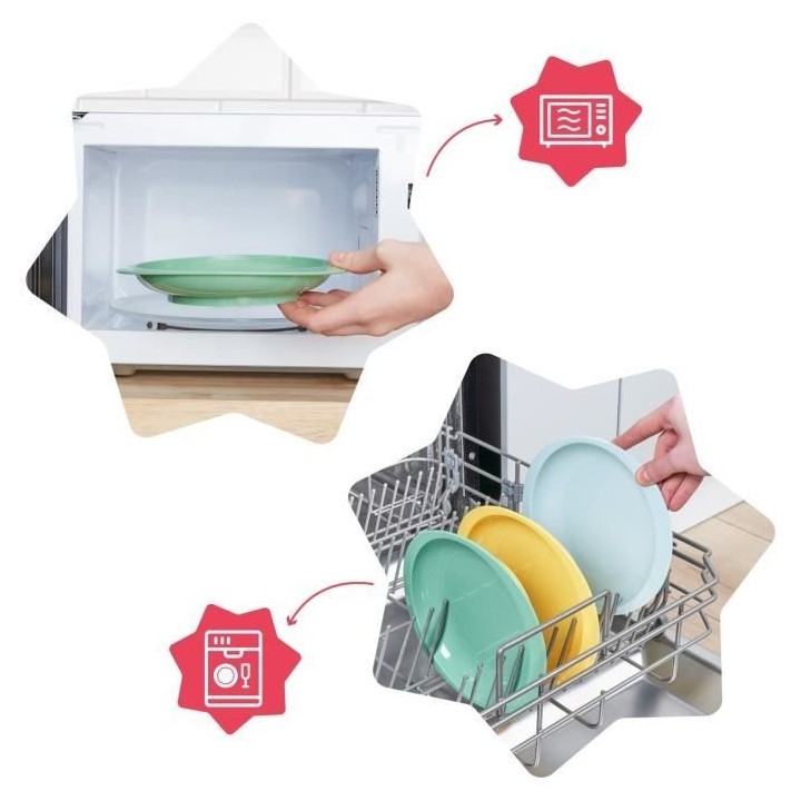 BADABULLE Lot de 3 assiettes bébé antidérapantes et incassables, co