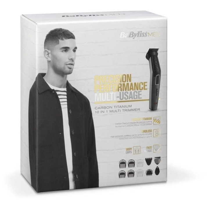 Tondeuse multifonction Babyliss MEN MT727E - 10 en 1 - lames en carbon