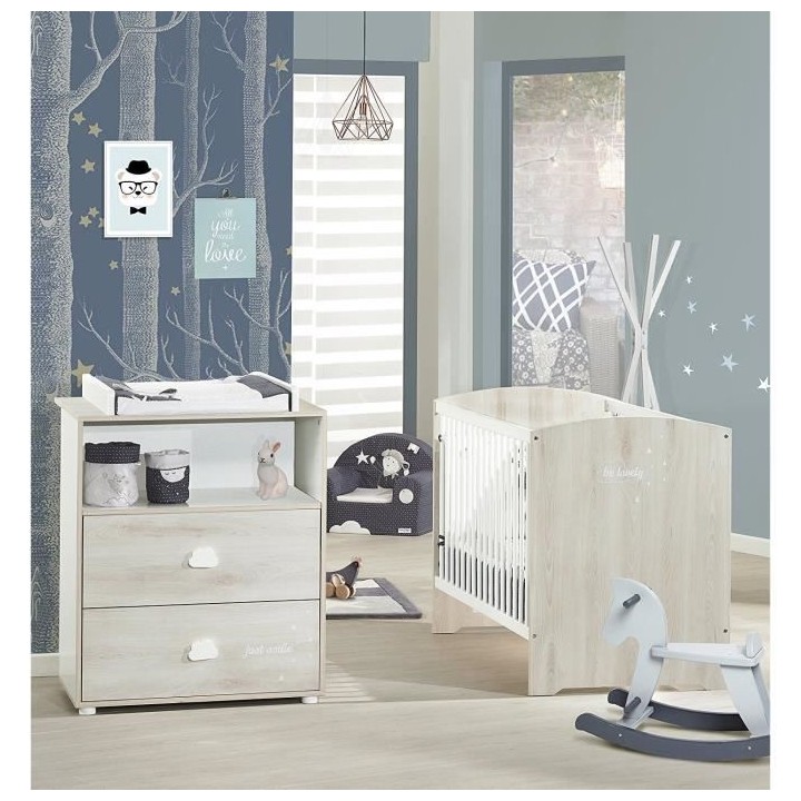 Lit bébé a barreaux - 120 x 60 cm - Babyprice Smile - Hetre