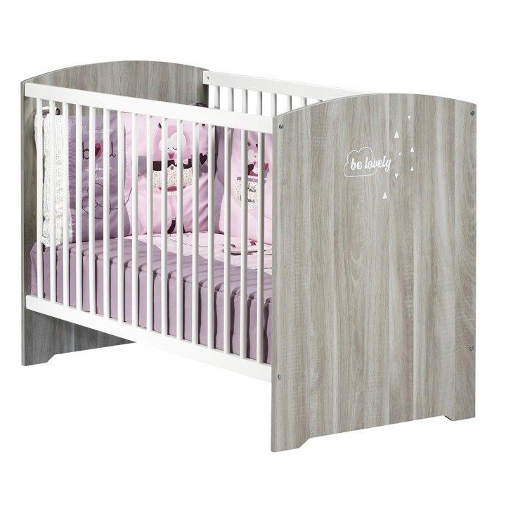 Lit bébé a barreaux - 120 x 60 cm - Babyprice Smile - Chene silex -