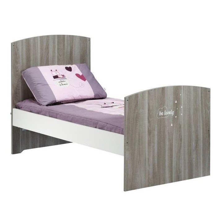 Lit bébé évolutif - 140x70cm - Babyprice Smile - Chene silex - Blan