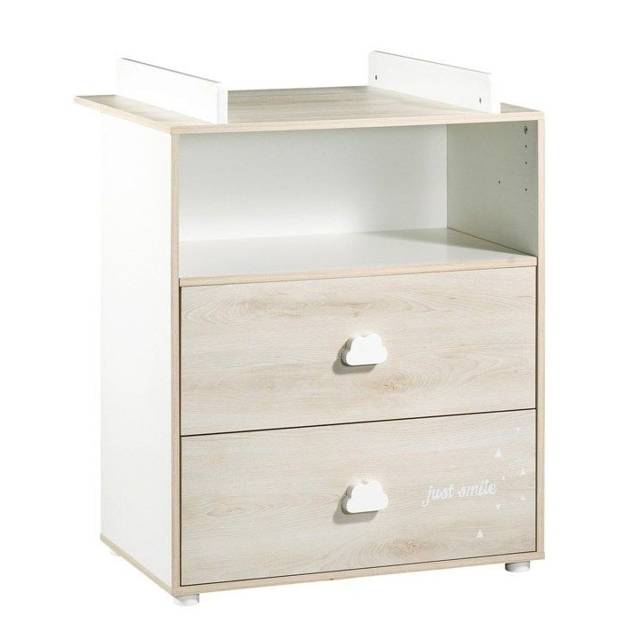 Commode a langer - Babyprice - Smile - Hetre - 2 tiroirs - 1 niche - E