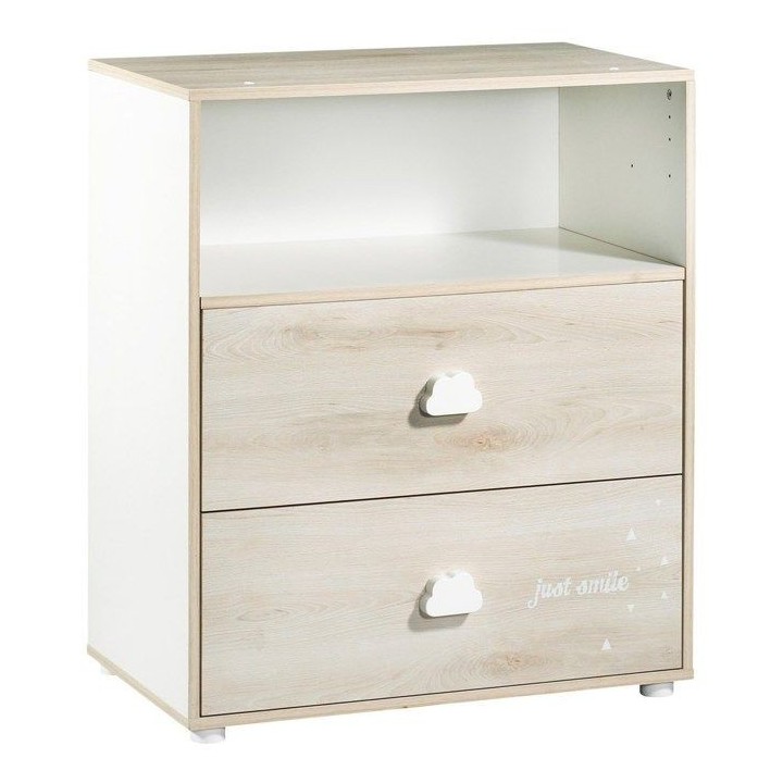 Commode a langer - Babyprice - Smile - Hetre - 2 tiroirs - 1 niche - E