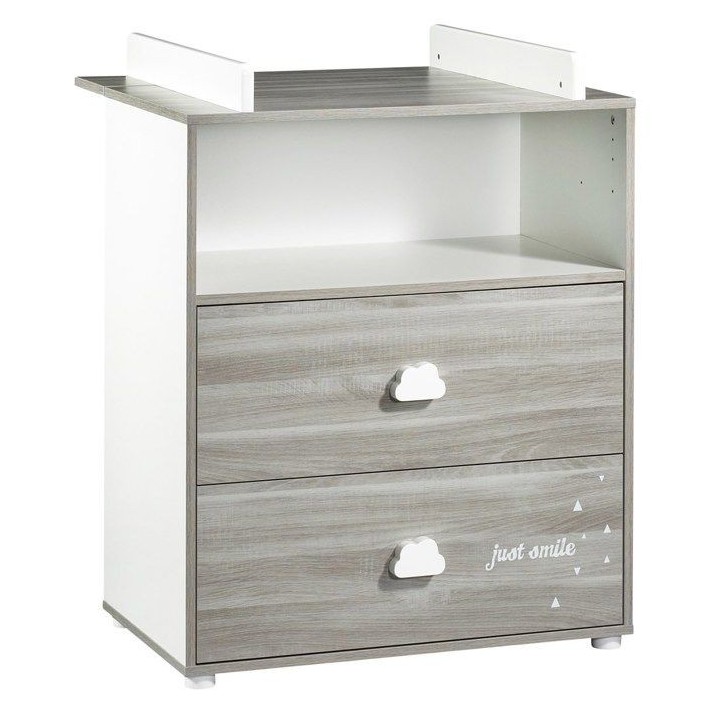 Commode a langer - Babyprice - Smile - Chene silex - 2 tiroirs - 1 nic
