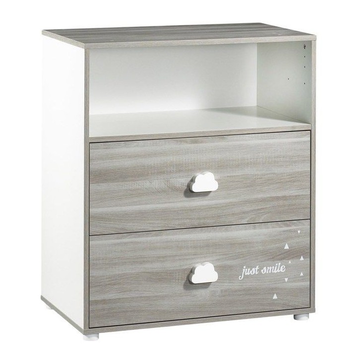 Commode a langer - Babyprice - Smile - Chene silex - 2 tiroirs - 1 nic