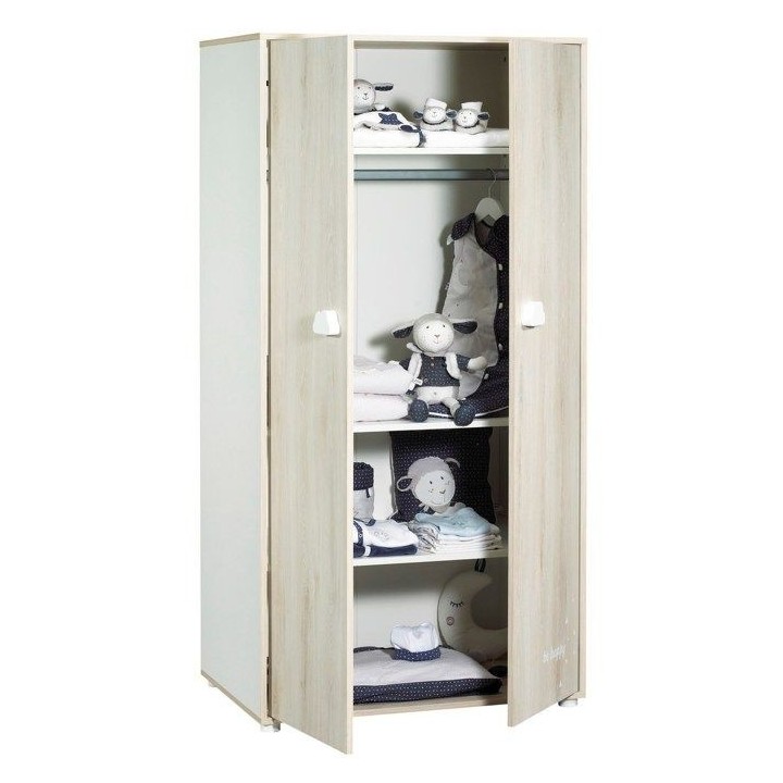 Armoire bébé Smile - Hetre - 2 portes - 168x85x57cm - Babyprice
