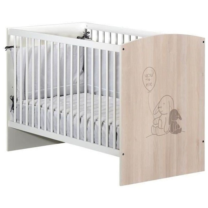 Lit bébé - 120 x 60 cm - Babyprice Lapinou - Sérigraphie lapin