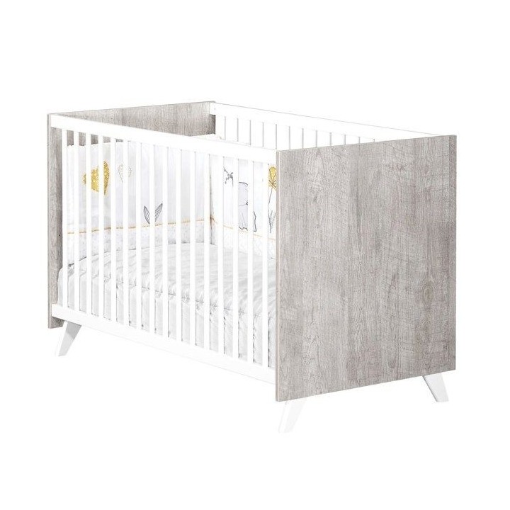 Lit bébé - 120 x 60 cm - Babyprice Scandi gris - En bois