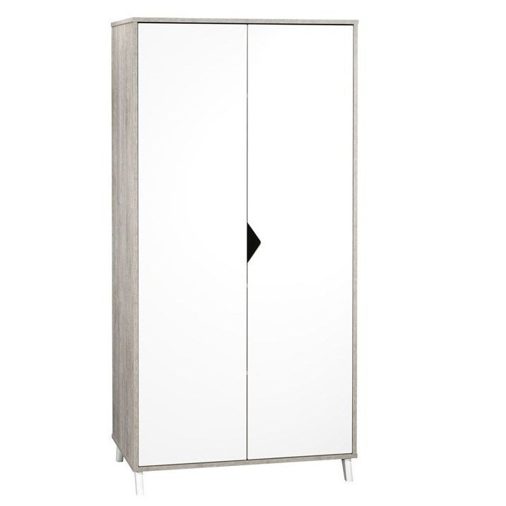 Armoire bébé Scandi Gris - Bois - Blanche - 2 portes - Babyprice