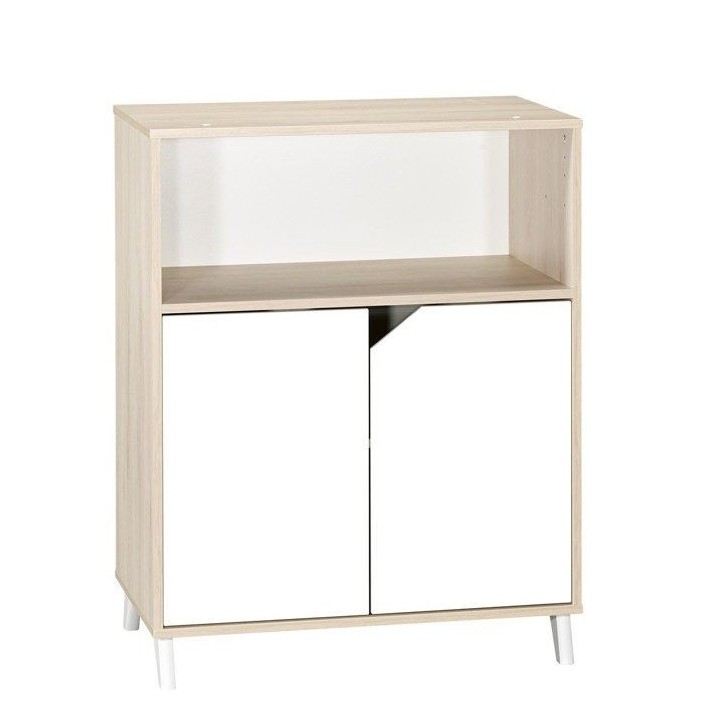 Commode a langer - Babyprice - Scandi naturel - 2 portes - 1 niche - E